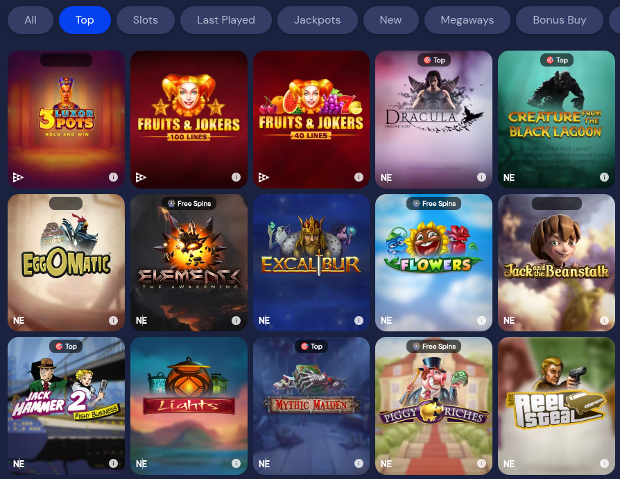 SlotNeo Casino Game Library
